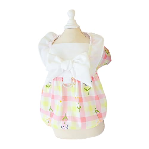 Smbcgdm Hundekleid Blumenmuster Haustier Hund Prinzessin Bowknot Kleid Atmungsaktiv Auffällig Rosa XS von Smbcgdm