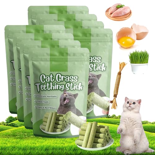 Berdexa Cat Grass Teething Stick, Cat Grass Teething Stick, Cat Grass Chew Sticks, Cat Grass Teething Sticks for Indoor Cats, for CaDental Care, Increase Appetite (8 Pcs) von Smilamo