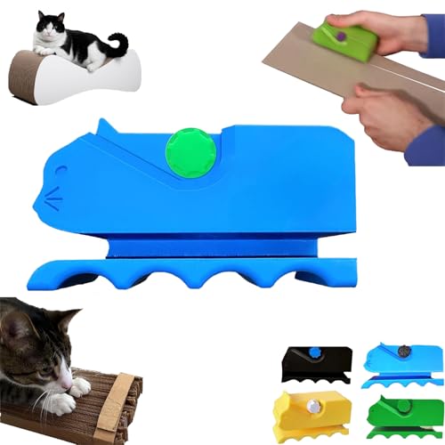 Cardboard Cutter for Cat Scratchers,3D Printed Card Board Cutter, Handheld Cardboard Recycle Tool, Cardboard Cutter DIY Cat Scratchers, Creative Holiday Cardboard Cutting Machine (Blue) von Smilamo