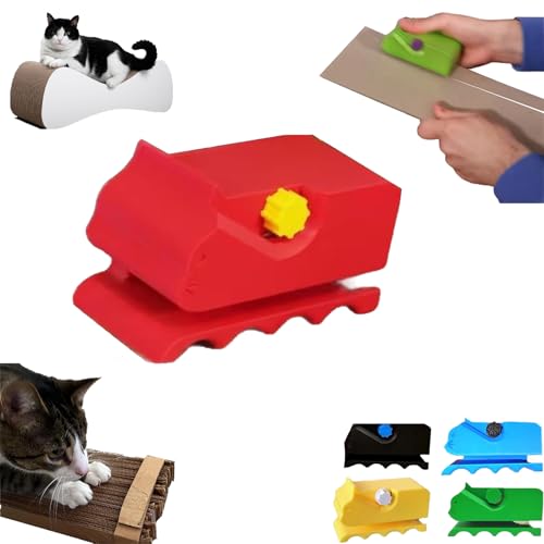 Cardboard Cutter for Cat Scratchers,3D Printed Card Board Cutter, Handheld Cardboard Recycle Tool, Cardboard Cutter DIY Cat Scratchers, Creative Holiday Cardboard Cutting Machine (Red) von Smilamo