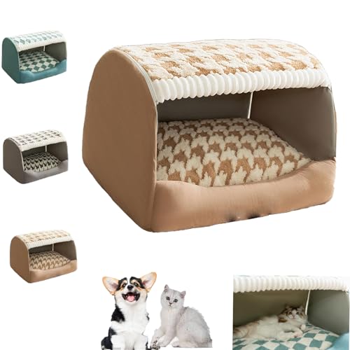 Doggocomfy Cozy Dog House, Doggo Comfycozy House Dog Bed, Foldable Warm Kenne, Cozy Dog House Indoor with Pillow and Removable Cushion, for Small Medium Large Dogs Cats (Brown, L) von Smilamo