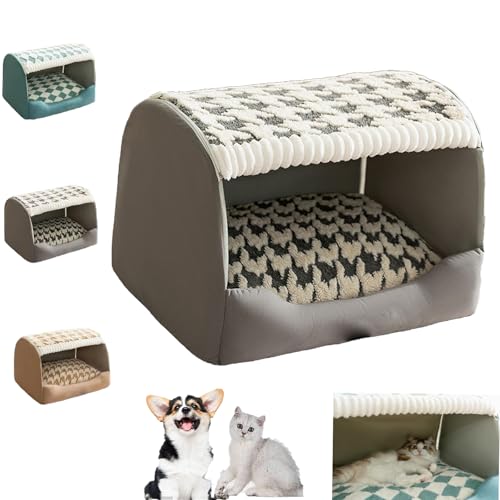 Smilamo Cozy Dog House, Hundehaus für kleine, mittelgroße und große Hunde und Katzen, Indoor-Hundebett mit weicher Polsterung und abnehmbarem Kissen, Grau, L von Smilamo