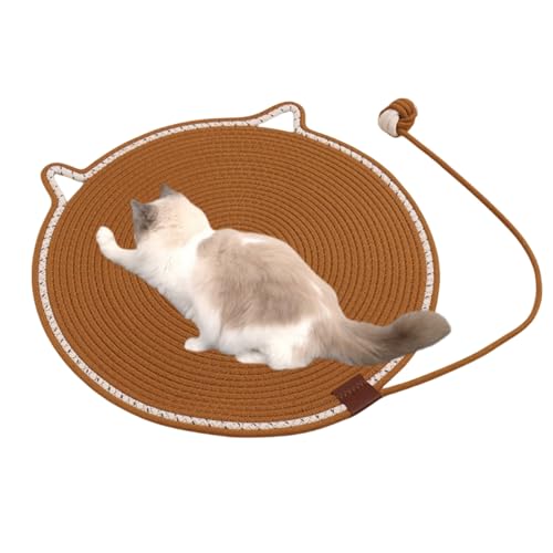 Tier-Herzen Premium Katzen-Kratzteppich Kratzmatte Katze - Robuste Kratzwand für Katzen mit Baumwollkugel Spielzeug & Katzenohr-Design, für Innenwände,kratzbrett Ecke, Sisal Kratzteppich von Smileader