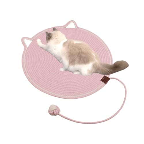 Tier-Herzen Premium Katzen-Kratzteppich Kratzmatte Katze - Robuste Kratzwand für Katzen mit Baumwollkugel Spielzeug & Katzenohr-Design, für Innenwände,kratzbrett Ecke, Sisal Kratzteppich von Smileader