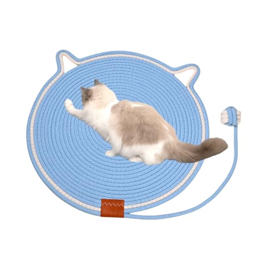 Tier-Herzen Premium Katzen-Kratzteppich Kratzmatte Katze - Robuste Kratzwand für Katzen mit Baumwollkugel Spielzeug & Katzenohr-Design, für Innenwände,kratzbrett Ecke, Sisal Kratzteppich von Smileader