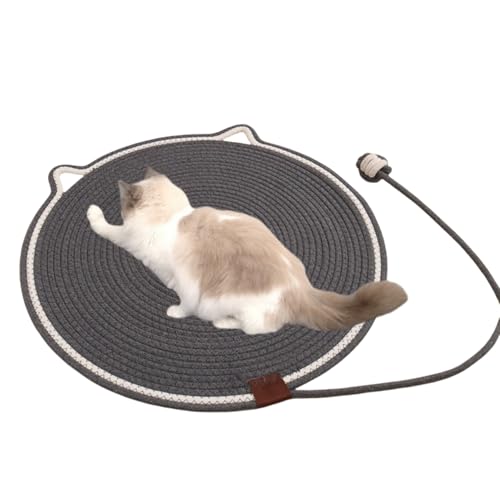 Tier-Herzen Premium Katzen-Kratzteppich Kratzmatte Katze - Robuste Kratzwand für Katzen mit Baumwollkugel Spielzeug & Katzenohr-Design, für Innenwände,kratzbrett Ecke, Sisal Kratzteppich von Smileader