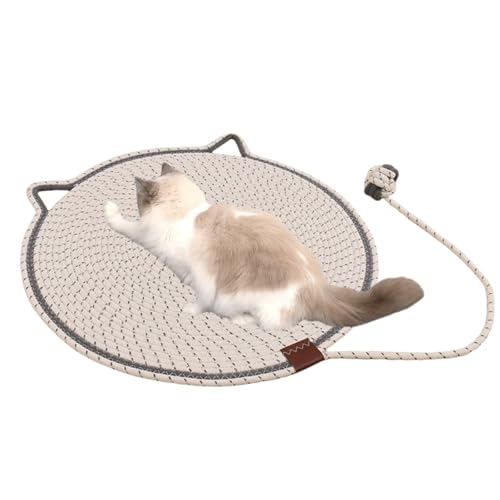 Tier-Herzen Premium Katzen-Kratzteppich Kratzmatte Katze - Robuste Kratzwand für Katzen mit Baumwollkugel Spielzeug & Katzenohr-Design, für Innenwände,kratzbrett Ecke, Sisal Kratzteppich von Smileader