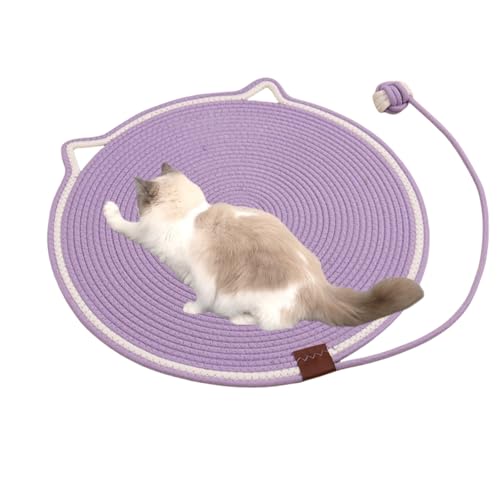 Tier-Herzen Premium Katzen-Kratzteppich Kratzmatte Katze - Robuste Kratzwand für Katzen mit Baumwollkugel Spielzeug & Katzenohr-Design, für Innenwände,kratzbrett Ecke, Sisal Kratzteppich von Smileader