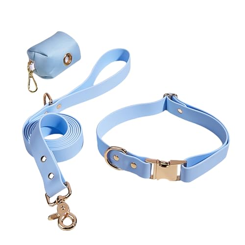 Smileshiney Hundehalsbänder, Hundehalsband und Leine-Set | Haustierhalsbänder mit Hundeleinen | Verstellbare Haustierhalsbänder mit Kotbeutelhalter für kleine, mittelgroße Hunde und Welpen von Smileshiney