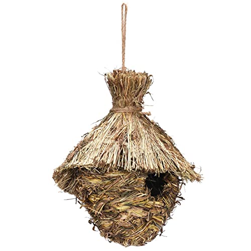 Smileshiney Kolibri-Häuser für draußen, handgewebtes Naturgras-Vogelhaus – kleine Vögelhütte für den Winter, Gartendekorationen, Hänge, Vogelnist-Set für Äste, Ranken, Zäune von Smileshiney