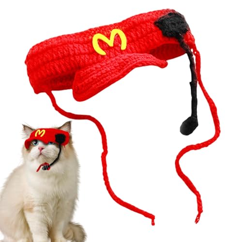 Smileshiney Lustige Strickmütze für Katzen | Strickmütze, Kopfbedeckung für Katzen und Hunde, Haustiermütze, Stirnband für Welpen, Kätzchen, Webkostüm, Haustier-Kopfbedeckung für Cosplay von Smileshiney