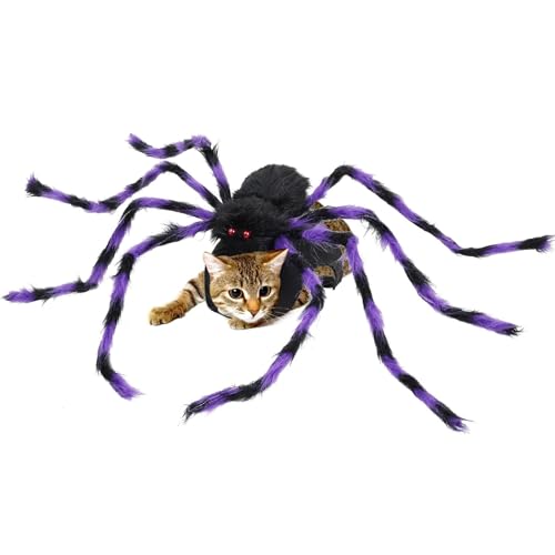 Smileshiney Spinne passt zu Hunden, Halloween-Kostüme für Hunde, Spinne,Spinnen-Cosplay-Bekleidung | Anziehzubehör, verstellbares Halloween-Haustierkostüm für Hunde und Katzen von Smileshiney