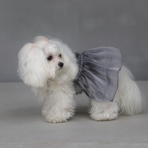 Haustierkleidung, luxuriöses Hundekleid für kleine Hunde, Sommer-Welpenkleidung, Prinzessin, flauschiger Rock, Baumwolle, Hundebekleidung, graues Tunika-Kostüm, Kleid für kleine Hunde von SmileyTails