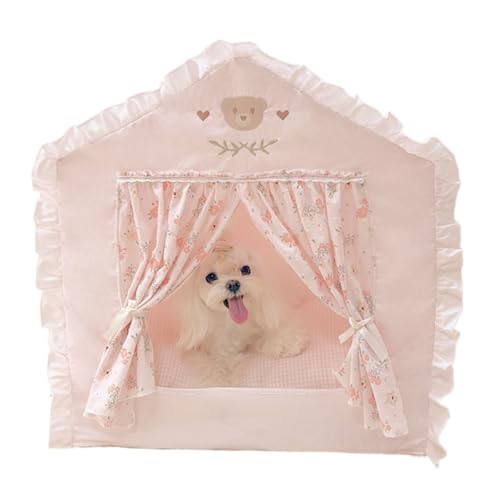 Hundehütte für den Sommer, für Welpen, Kätzchen, Innenbereich, gemütliches Hundehüttennest, Sofa, Couch, Kissen, Zubehör, Beige Creme, S 48 cm L x 38 cm B x 50 cm T von SmileyTails