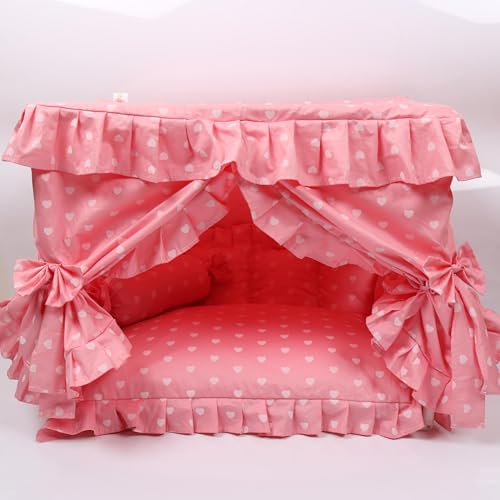 Pet Princess Luxuriöses Deluxe-Haus, flauschig, für den Winter, warm, gemütlich, für Hunde, Katzen, Welpen, Kätzchen, Bett, Sofa, Zwinger, Nest, Fleece, Samt (Prinzessinnen-Rosa, L 60 x 40 x 50 cm) von SmileyTails