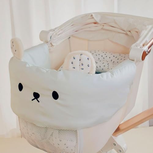 SmileyTails Haustier-Kinderwagen-Einlage, Matte für kleine Hunde, herausnehmbares und waschbares Katzen-Kinderwagen-Pad, Kissen, Matratze, Matte, dreiteiliges Set (Baumwollmatte, Minz-Babysbreath) von SmileyTails