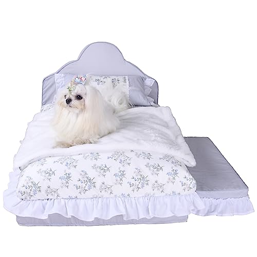 SmileyTails Haustiernest, luxuriöses Deluxe-Prinzessinnenbett, gemütliches Bett, Sofa, Bank, Hund, Katze, Welpen, Kätzchen, Nest, Couch, Kissen, Artikel (luxuriöses Schaumstoffbett, groß) von SmileyTails