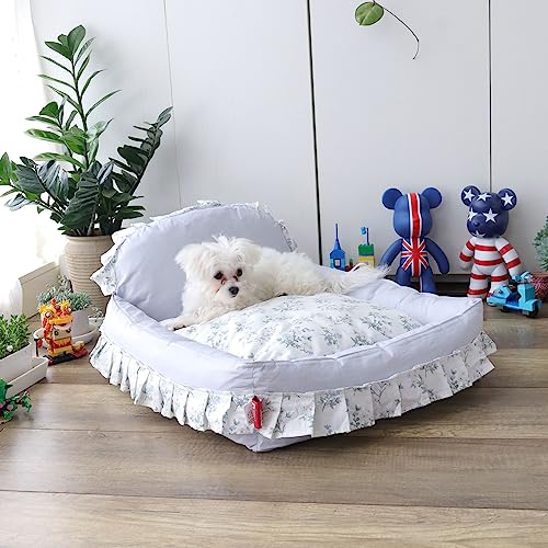 SmileyTails Haustiernest, luxuriöses Deluxe-Prinzessinnenbett, gemütliches Bett, Sofa, Bank, Hund, Katze, Welpen, Kätzchen, Nest, Couch, Kissen, Artikel (rechteckiges Schlafsofa, Größe XL) von SmileyTails