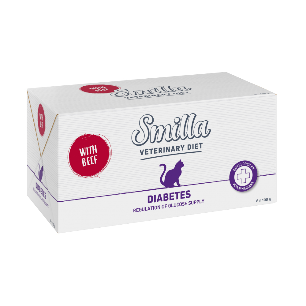 14 + 2 gratis! 16 x 100 g Smilla Veterinary Diet - Diabetes Rind von Smilla Veterinary Diet