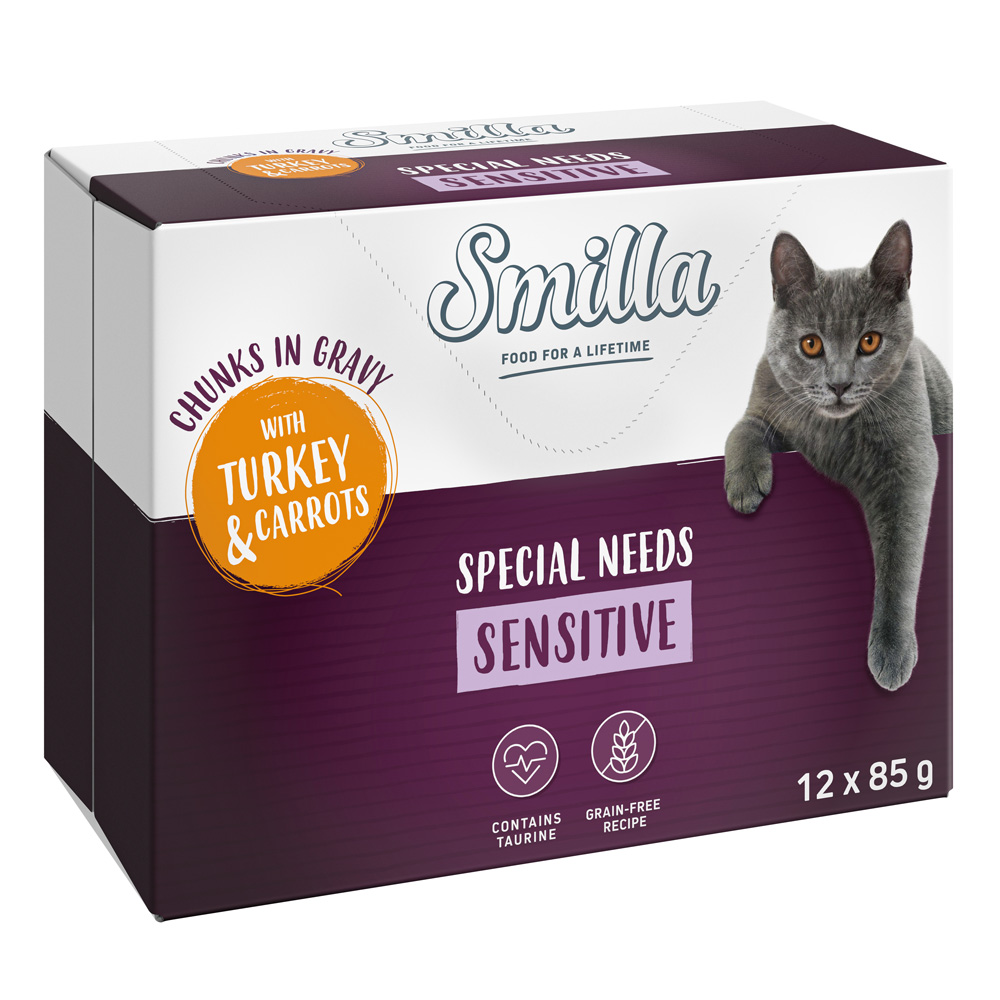 12 x 85 g Smilla Häppchen mit Gemüse zum Probierpreis! - Sensitive Pute und Karotten von Smilla