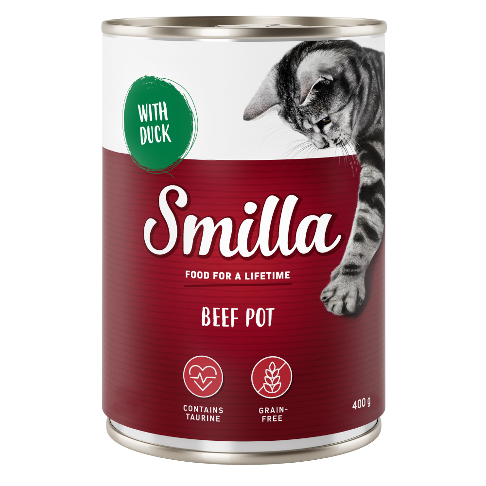 20 + 4 gratis! 24 x 400 g Smilla Geflügel und Rindtöpfchen  - Rind mit Ente von Smilla