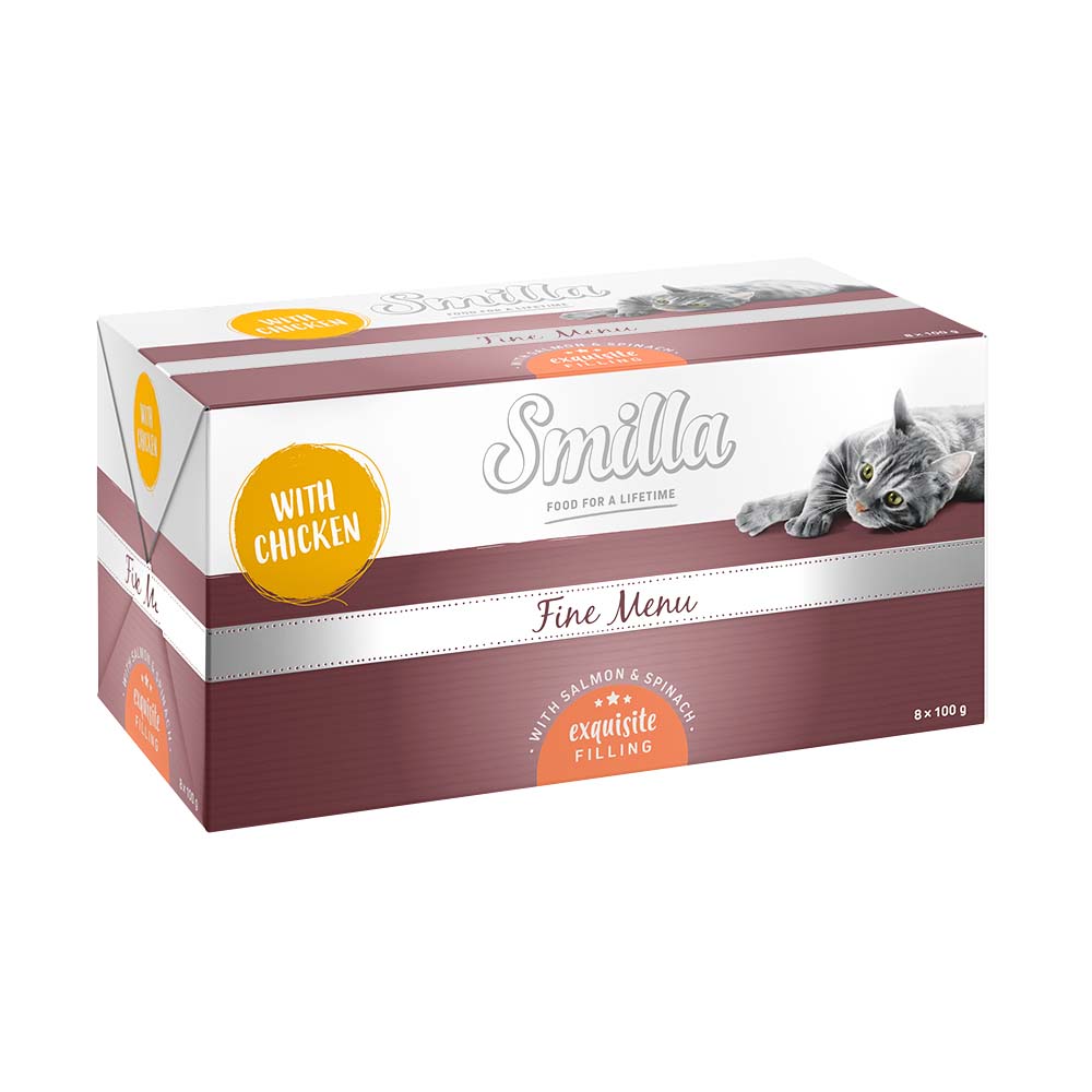 8 x 100 g Smilla Fine Menu mit Genießerkern zum Probierpreis! - Erlesene Füllung Huhn Lachs Spinat von Smilla