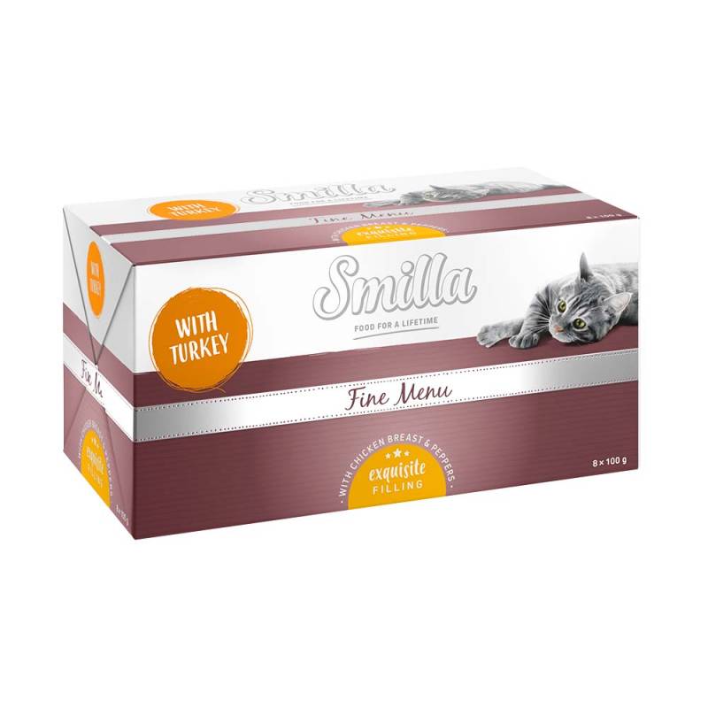 8 x 100 g Smilla Fine Menu mit Genießerkern zum Probierpreis! - Erlesene Füllung Pute Hähnchenbrust Paprika von Smilla