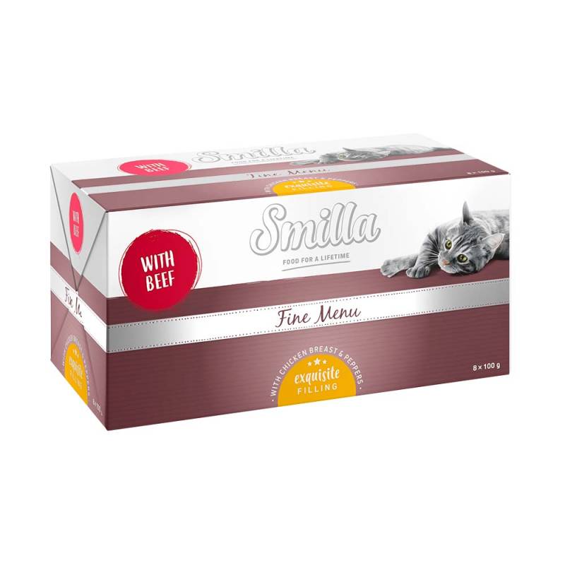 8 x 100 g Smilla Fine Menu mit Genießerkern zum Probierpreis! - Erlesene Füllung Rind Hähnchenbrust Paprika von Smilla