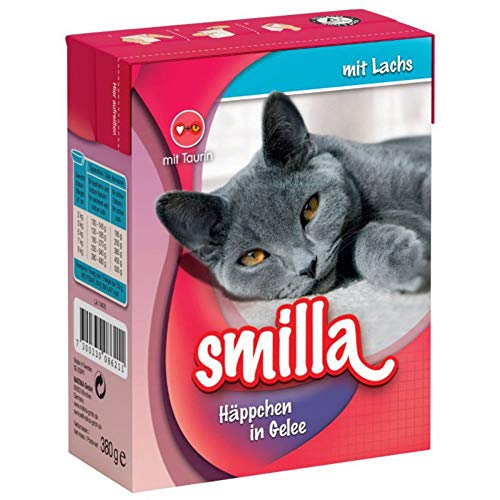 Smilla Chunks Tetra Pak Nassfutter für Katzen, mit Lachs in Gelee, 24 x 380 g von Smilla