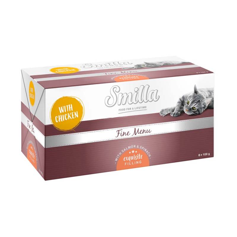 Smilla Schale Fine Menu 24 x 100 g - Erlesene Füllung Huhn Lachs Spinat von Smilla