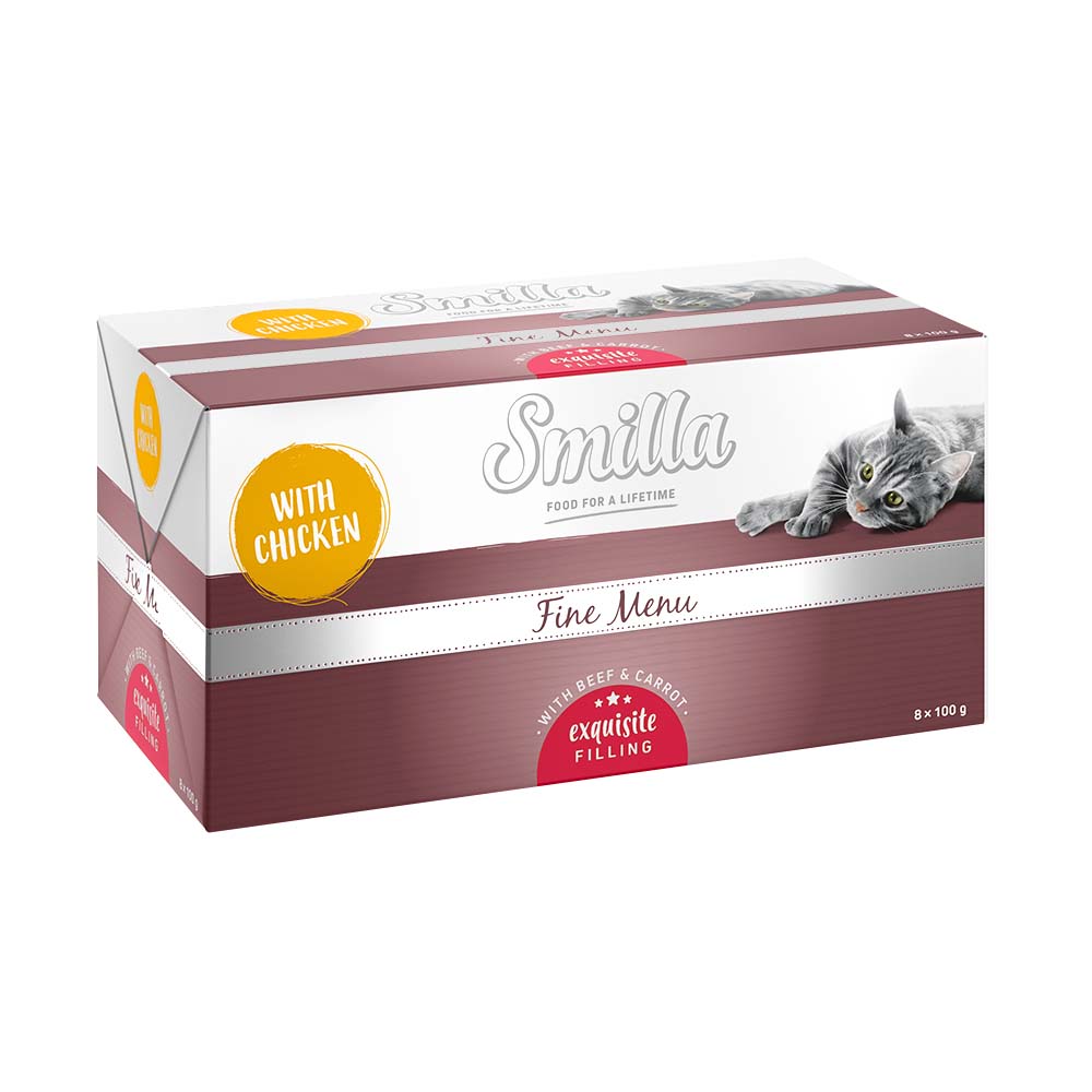 Smilla Fine Menu 24 x 100 g - Erlesene Füllung Huhn Rindfleisch Karotte von Smilla