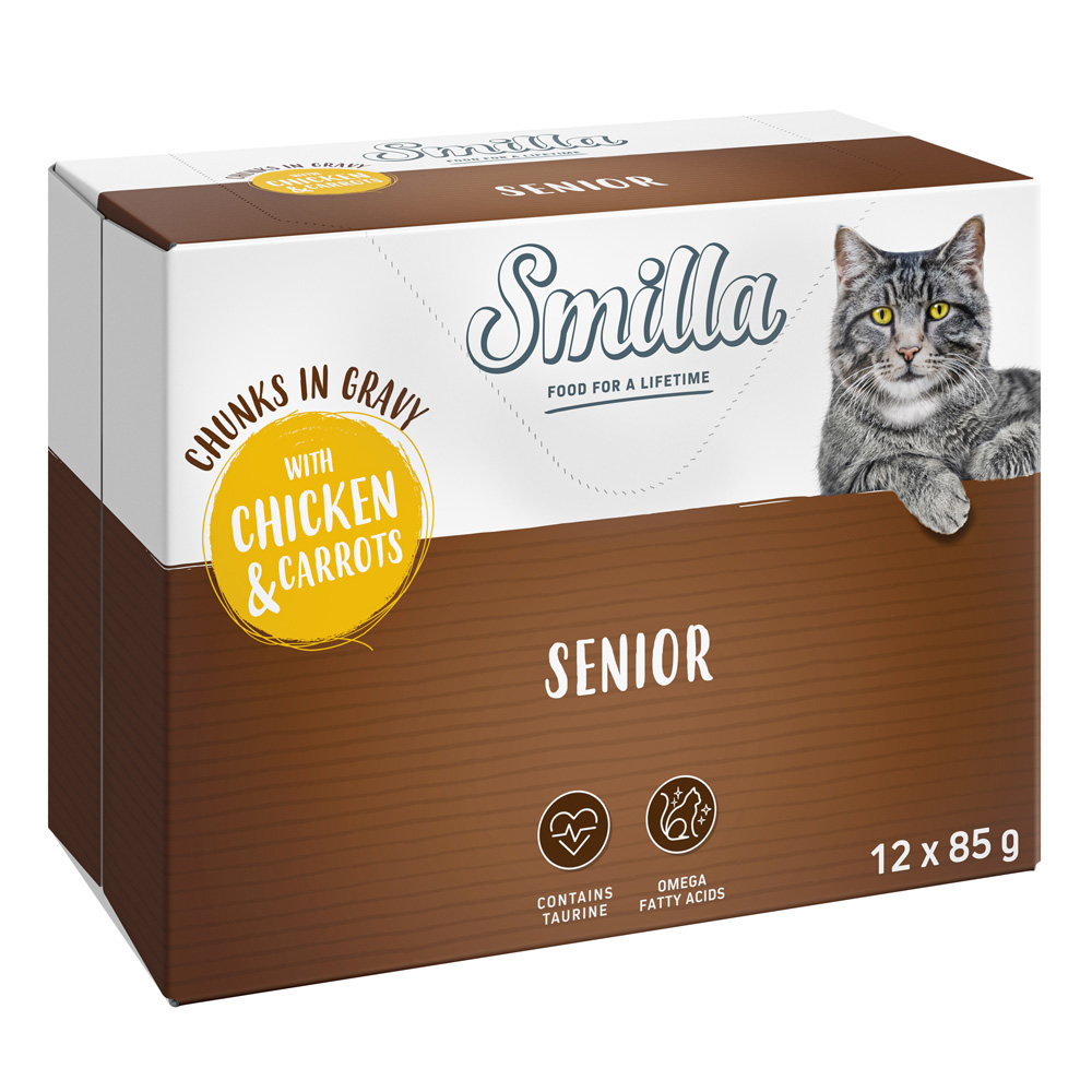 Smilla Frischebeutel Senior Häppchen in Sauce mit Gemüse - Huhn und Karotten (24 x 85 g) von Smilla