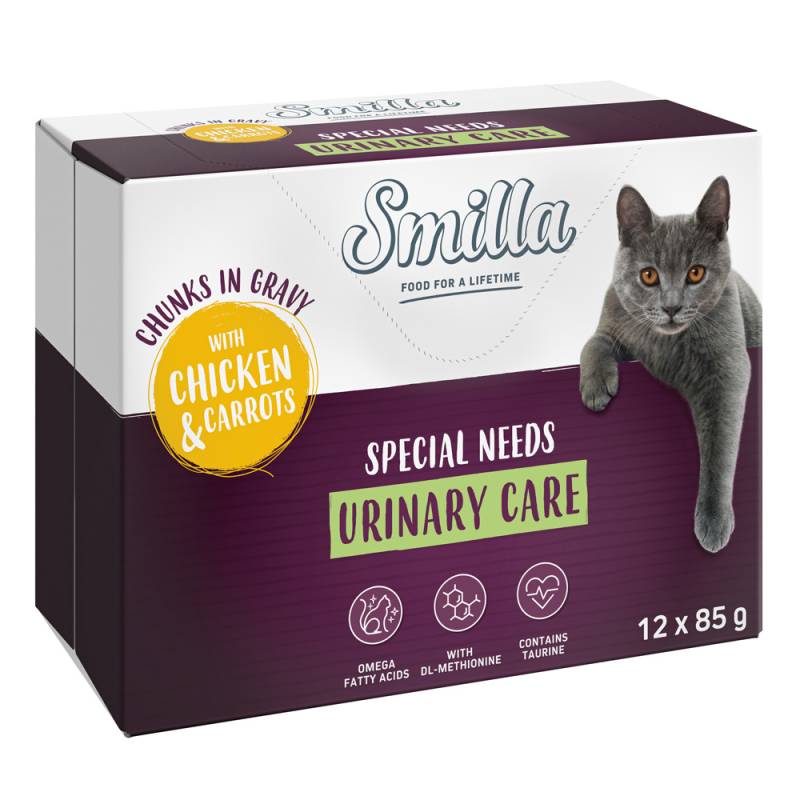 Smilla Frischebeutel Urinary Care Häppchen in Sauce mit Gemüse - Huhn und Karotte (24 x 85 g) von Smilla