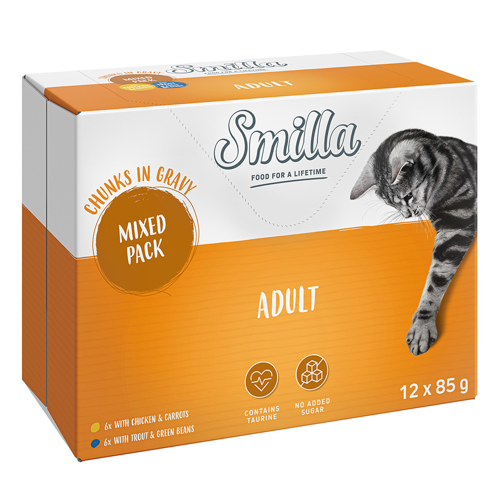 Smilla Katzenfutter nass Probiermix - Frischebeutel Adult Häppchen (12 x 85 g) von Smilla