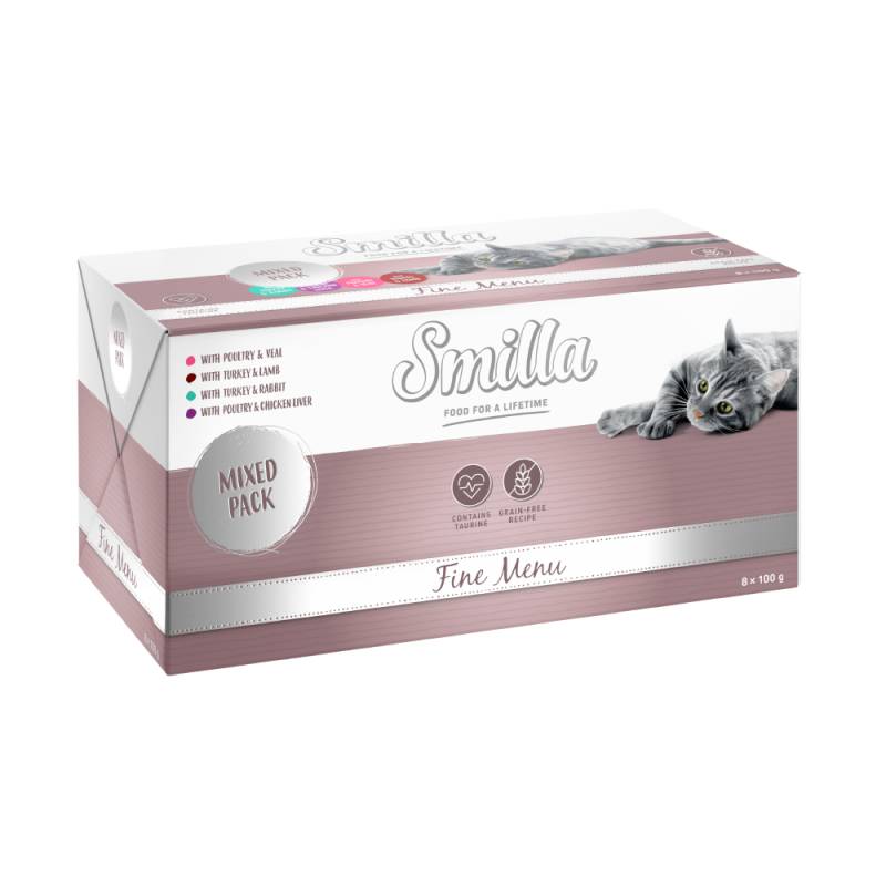 Smilla Katzenfutter nass Probiermix - Schale Fine Menu (8 x 100 g) von Smilla