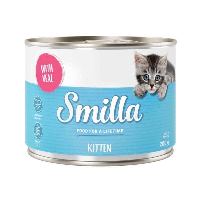 Smilla Rindtöpfchen 24 x 200 g zum Sonderpreis! - Kitten Geflügel & Kalb von Smilla
