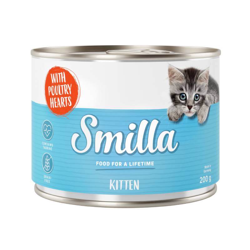 Smilla Rindtöpfchen 24 x 200 g zum Sonderpreis! - Kitten Geflügelherzen von Smilla