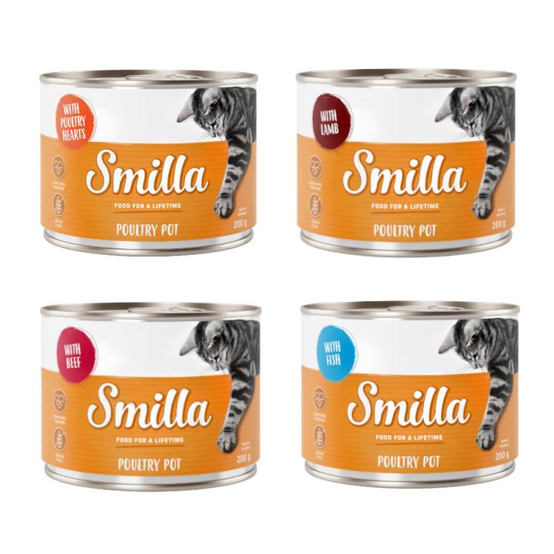 Smilla Rindtöpfchen 24 x 200 g zum Sonderpreis! - Mixpaket Geflügel  (4 Sorten) von Smilla