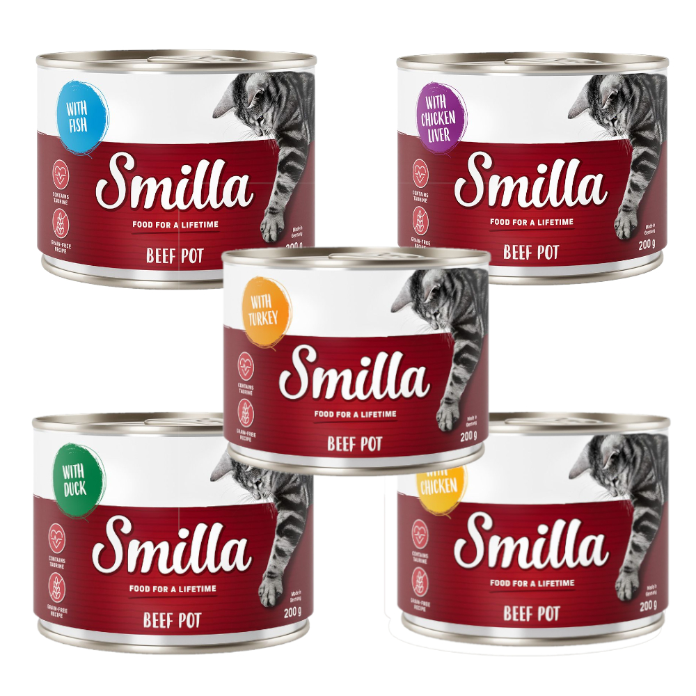 Sparpaket Smilla Rindtöpfchen 24 x 200 g - Mixpaket (4 Sorten) von Smilla