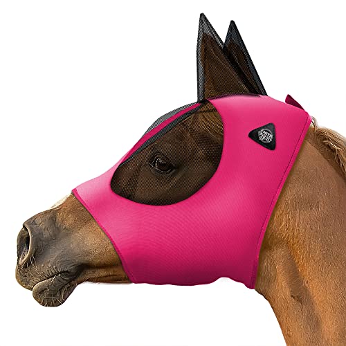 SmithBuilt Pferde Fliegenmaske (rosa, Pferd) – Netzaugen und -ohren, atmungsaktiver Stoff, UV-Schutz von SmithBuilt