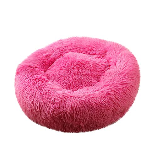 Smniao Hundebetten Plüsch Haustierbett Hundesofa Katzensofa Schlafplatz für Katzen Weicher Waschbar Katzenbett Hunde Mat (XL:Durchmesser 60cm, Heiß Rosa) von Smniao