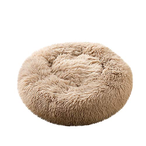 Smniao Hundebetten Plüsch Haustierbett Hundesofa Katzensofa Schlafplatz für Katzen Weicher Waschbar Katzenbett Hunde Mat (XXL:Durchmesser 70cm, Khaki) von Smniao