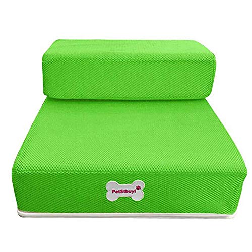 Smniao Hundetreppe Faltbare Katzentreppe Haustiertreppe 2 Stufen Hund Treppen Kleine Katze Schritte Große Haustier Rampe Für Hohe Betten Und Hohe Sofa (M:67 x40x 10cm, Grün) von Smniao