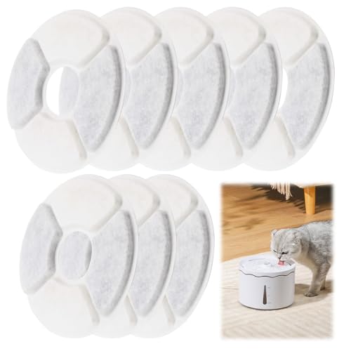 8pcs Ersetzt Aktivkohle Filter Für Katze Wasser Trinken Brunnen Ersatz Filter, Kompatibel 12,7 cm Durchmesser, Hundetrinkbrunnen, Filterelemente für Runde Brunnen, Wasserreinigung und Frische von Smomend