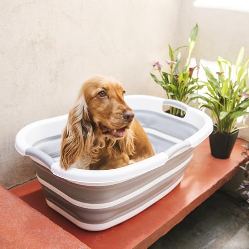 Smoochie 2 in 1 Hundebadewanne Waschstation, zusammenklappbare und tragbare Badewanne für Hunde, Katzen Baden, Dusche und Fellpflege, Indoor und Outdoor von Smoochie