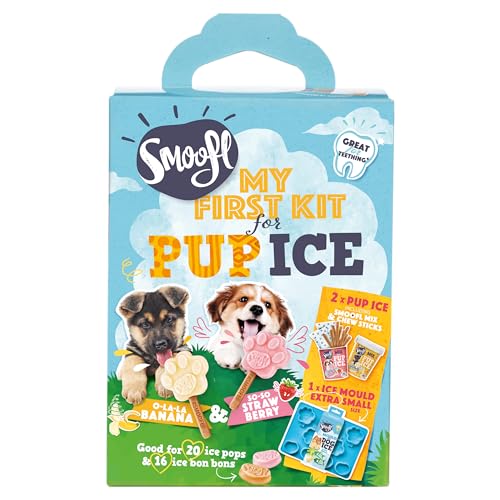 Smoofl Puppy Hundeeis XS Kit - Welpen Hundesnacks: EIS Fuer Puppy mit essbarem Stiel und Eisformen zum Selbermachen als Snack und gesunde Hundeleckerli mit erfrischender Wirkung, Erdbeer & Banane von Smoofl