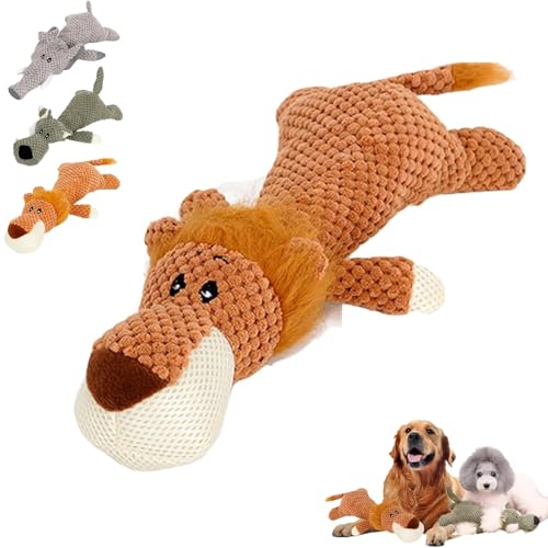 Wowpetsmart Invincible Chewanimals - Interaktives Quietschendes Hundespielzeug für schwere Kauer, Spielzeug für kleine, mittelgroße und große Hunde (Löwe) von Smoohh