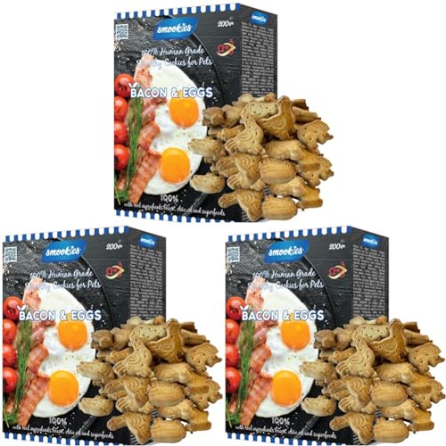 Smookies Bacon & Eggs, 200 Gram Snacks für Hunde (Packung mit 3) von Smookies