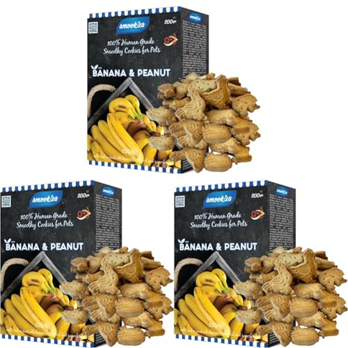 Smookies Banana & Peanut, 200 Gram Snacks für Hunde (Packung mit 3) von Smookies