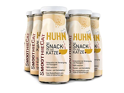 SmoothieCat 6er Pack Huhn&Herz je 150ml Katzensmoothie Flüssignahrung für Katzen Futtertopping von SmoothieCat